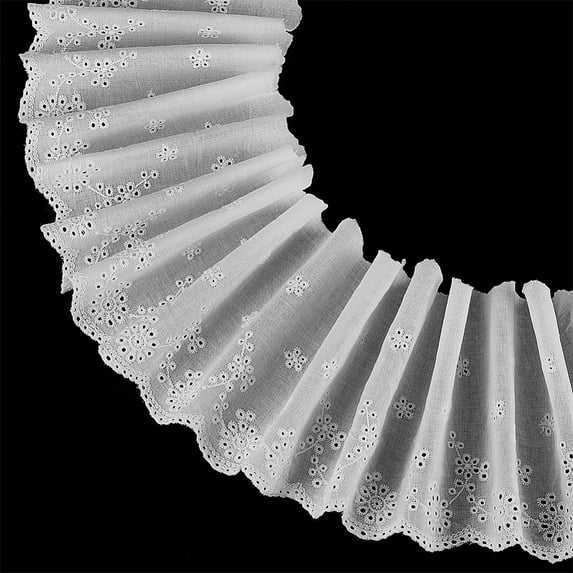 7.5 Yards Cotton Embroidery Flower Lace Ribbons for Cloth DIY Making Decor White 6-1/4 inch(160mm)