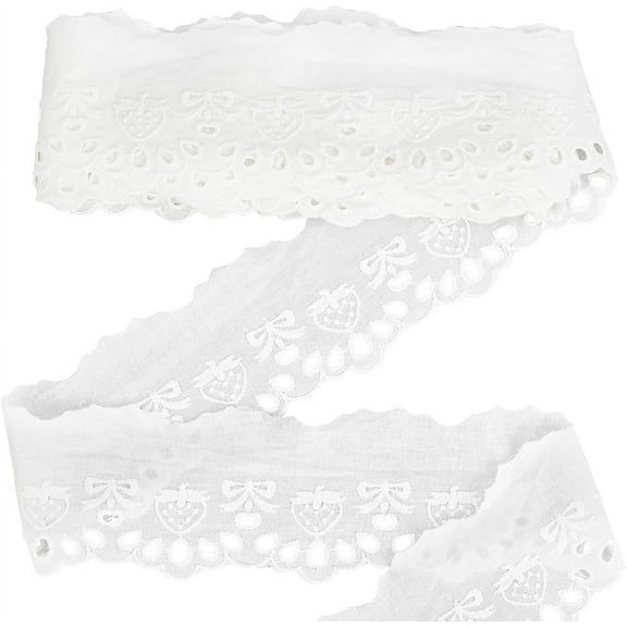 7.5 Yards Cotton Lace Trim 2-5/8 inch Wide White Embroidery Eyelet Lace Ribbon Hollowed Cotton Lace Trim Vintage Lace Trim Ribbon