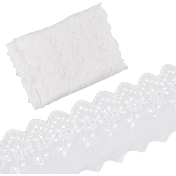 7.5 Yards Cotton Lace Trim Eyelet Embroidery Fabric Curtain Tablecloth Slipcover Bridal DIY Clothing/Accessories for DIY Craft Sewing Wedding Decoration 90Mm Wide DIY