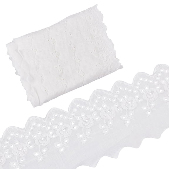 7.5 Yards Cotton Lace Trim Eyelet Embroidery Fabric Curtain Tablecloth Slipcover Bridal DIY Clothing/Accessories for DIY Craft