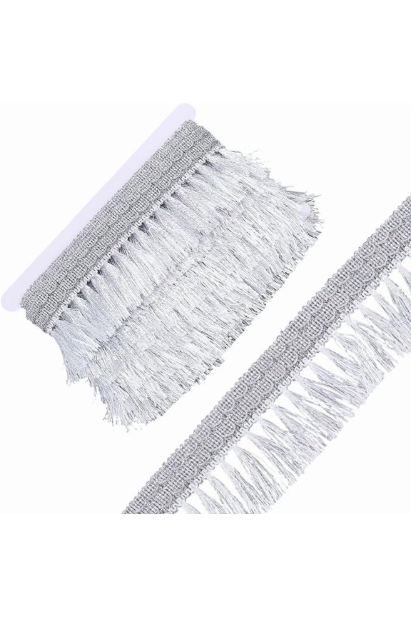 7.5 Yards Silver Fringe Trim 2.5 Inch Wide Tassel Decorative Sewing Trim Clothing Chainette Ribbon