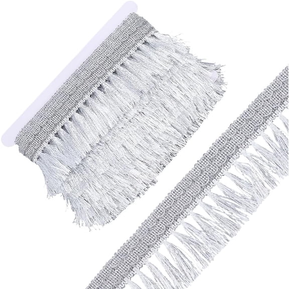 7.5 Yards Silver Fringe Trim 2.5 Inch Wide Tassel Decorative Sewing Trim Clothing Chainette Ribbon