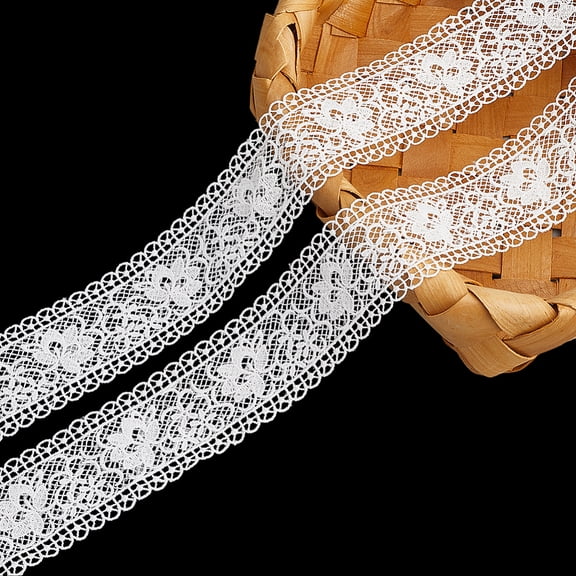 7.5 Yards White Crochet Lace Ribbon Vintage Polyester Flower Roll Trim Eyelet Hollow Floral Scalloped Edge Fabric Applique Trimming Sewing