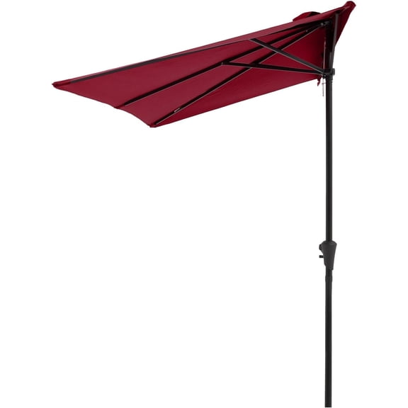 7.5by 4Half Rectangular Outdoor Patio Umbrella for Patio, Balcony, Garden, Deck, Dark Red