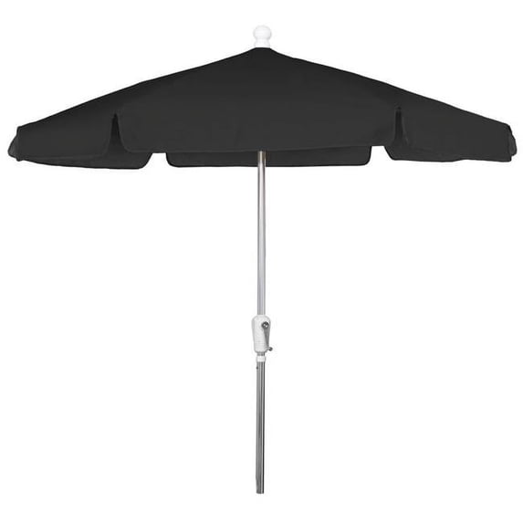 7.5 ft. 6 Rib Crank Bright Aluminum Hex Garden Umbrella with Black Vinyl Coated Weave Canopy