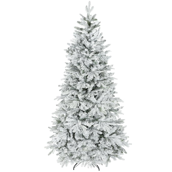 7.5 ft Artificial Frosted Christmas Tree Realistic Branches Full Spruce Hinged Easy Assembly