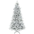 thumbnail image 1 of 7.5 ft Artificial Frosted Christmas Tree with Realistic Branches, Wide Full Spruce Holiday Décor, Hinged Xmas Tree, Easy Assembly, 1 of 11