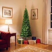 7.5 ft. Artificial Rowan Slim Christmas Tree, Green, Includes Stand