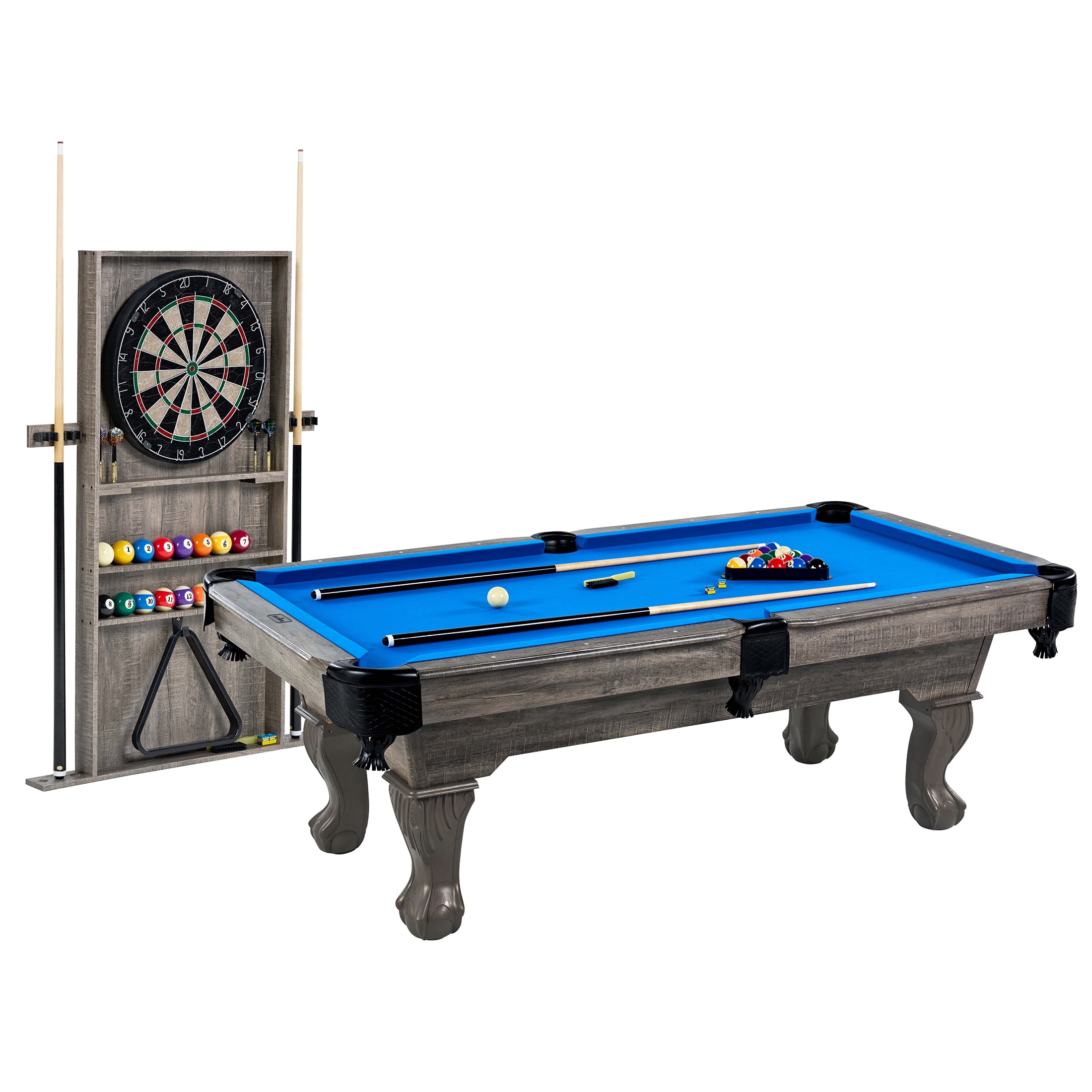 Barrington Billiards 7.5 ft Pool Table Set with Cue Rack & Dartboard, Blue