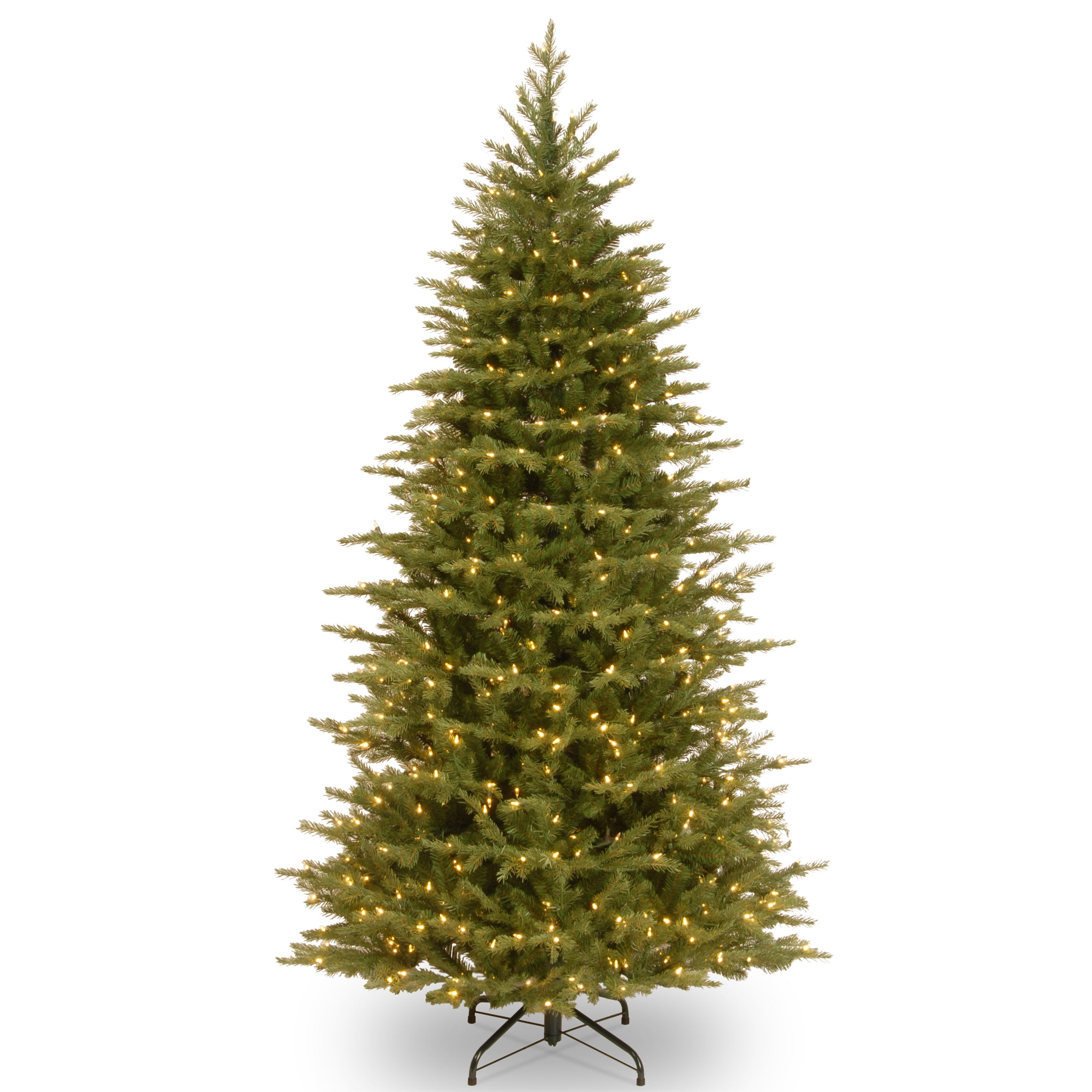 7.5 ft. Feel Real Nordic Spruce Slim Hinged Dual LED Christmas Tree with Plastic Caps