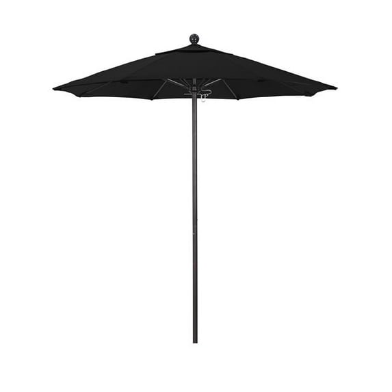 7.5 ft. Fiberglass Pulley Open Market Umbrella - Bronze and Sunbrella-Black