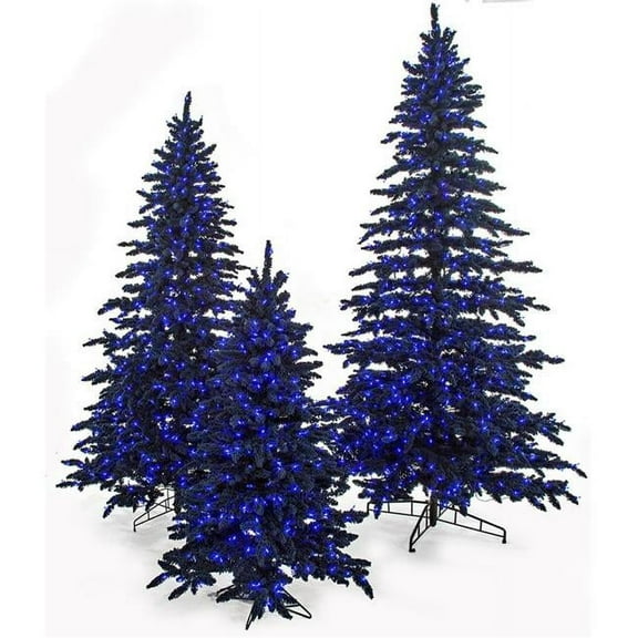 7.5 ft. Flocked Marin Tree, Navy Blue