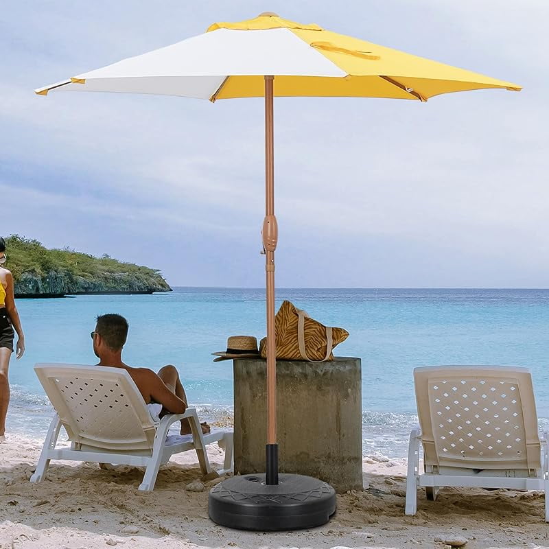 7.5 ft Multi-Color Beach Umbrella and Base, Patio Umbrellas Sunshade for Market, Patio, Pool ...