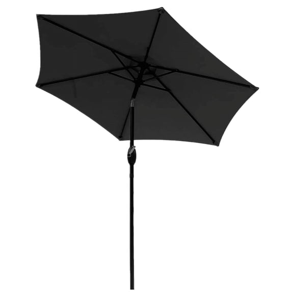 7.5 ft Patio Umbrella Outdoor Market Table Umbrella with Crank, 6 Ribs, Polyester Canopy, Black