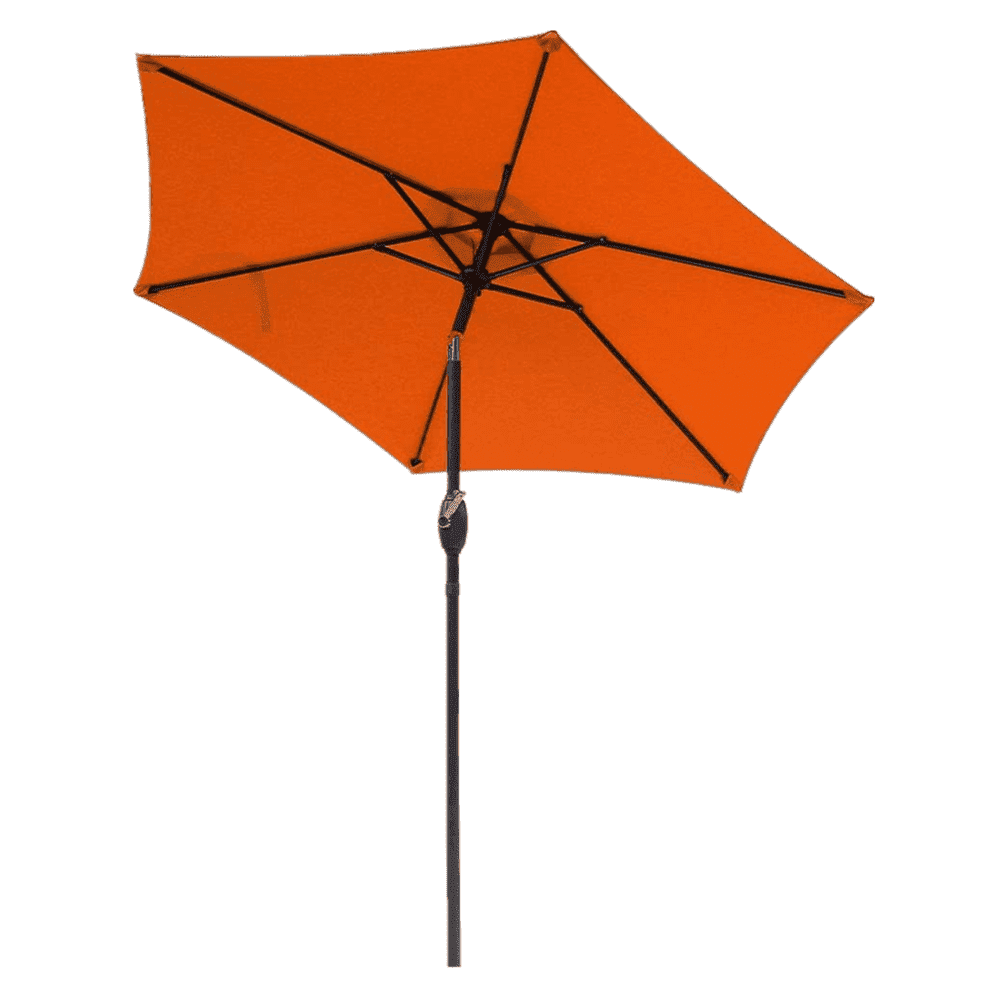 7.5 ft Patio Umbrella Outdoor Market Table Umbrella with Crank, 6 Ribs, Polyester Canopy, Orange