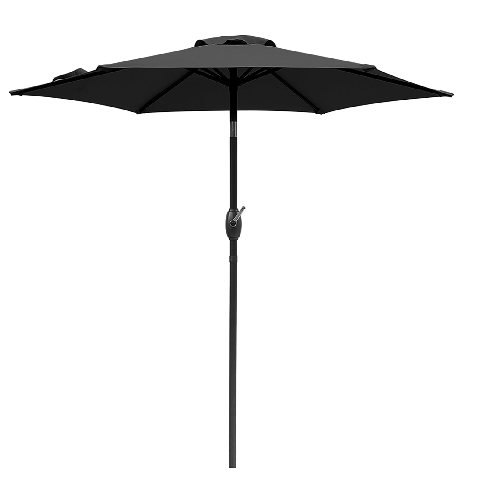 7.5 ft Black Metal Market Patio Umbrella with Crank Lift
