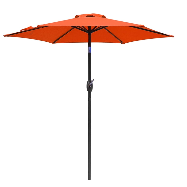 7.5 patio umbrella burnt orange 7.5 ft Patio Umbrella Outdoor Table Market Umbrella with Push Button  Tilt/Crank, 6 Ribs, Orange