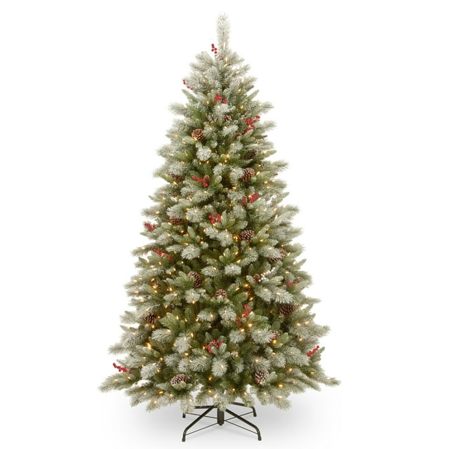 7.5 ft. PowerConnect(TM) Snowy Bristle Berry Tree with Dual Color® LED Lights