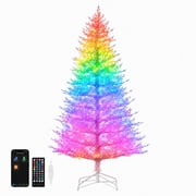 7.5ft Pre-Lit Artificial Christmas Tree with 550 RGB LED Lights 650 PVC Tips App Remote Control DIY Effects Music Sync Timer Metal Stand White