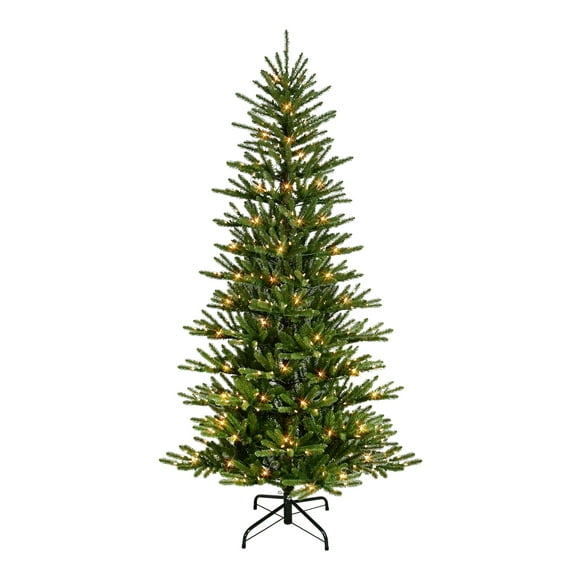 7.5 ft Pre-Lit Artificial Mountain View Spruce Tree with 450 Warm White LED Lights