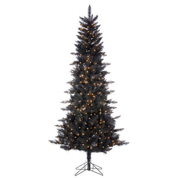 7.5 ft. Pre Lit Clear Incandescent Black Tuscany Tinsel Tree
