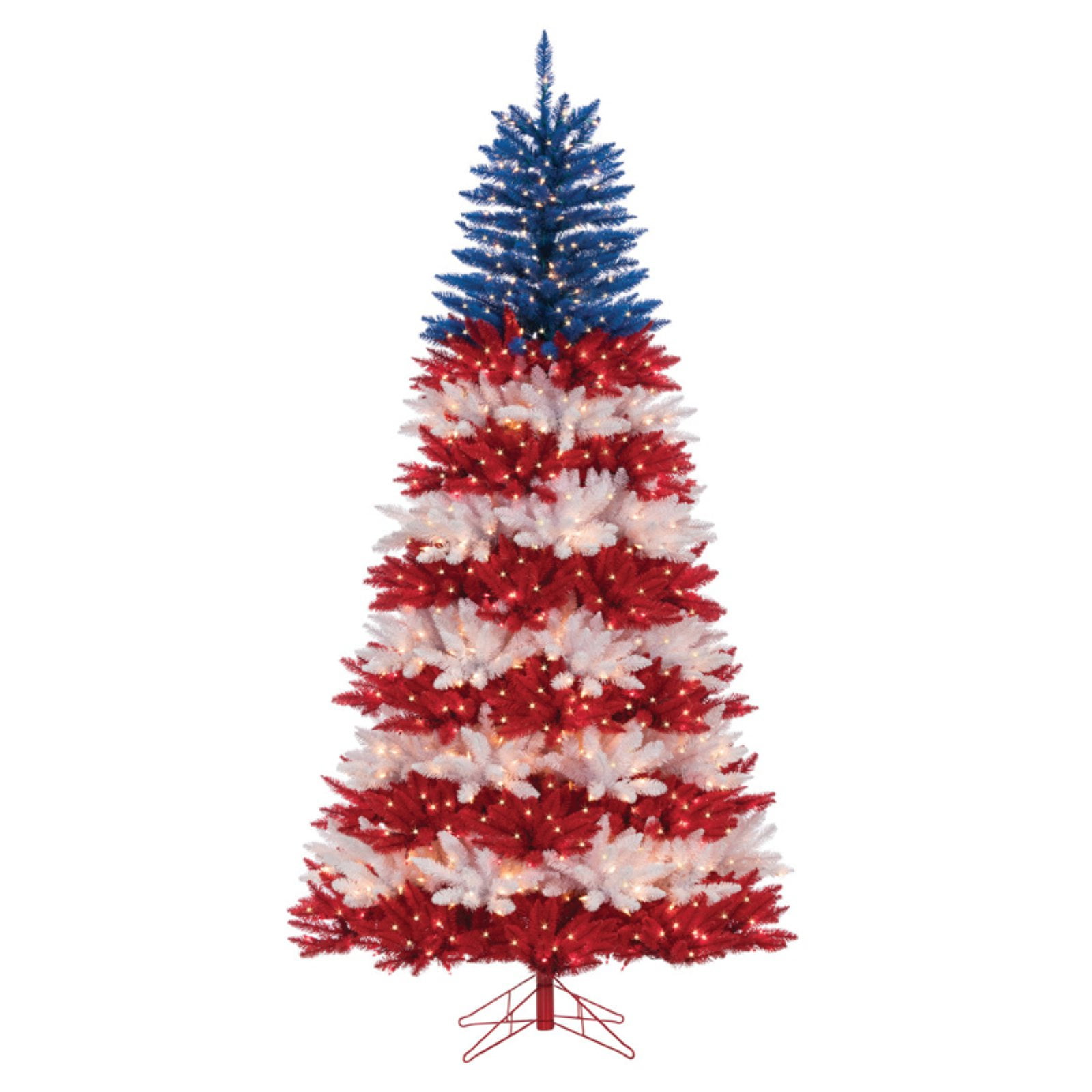 7.5 ft. Patriotic Red White and Blue Pre-Lit Christmas Tree