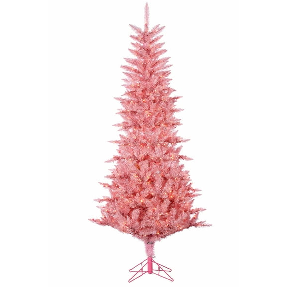 7.5 ft. Pre Lit Clear Incandescent Pink Tuscany Tinsel Tree