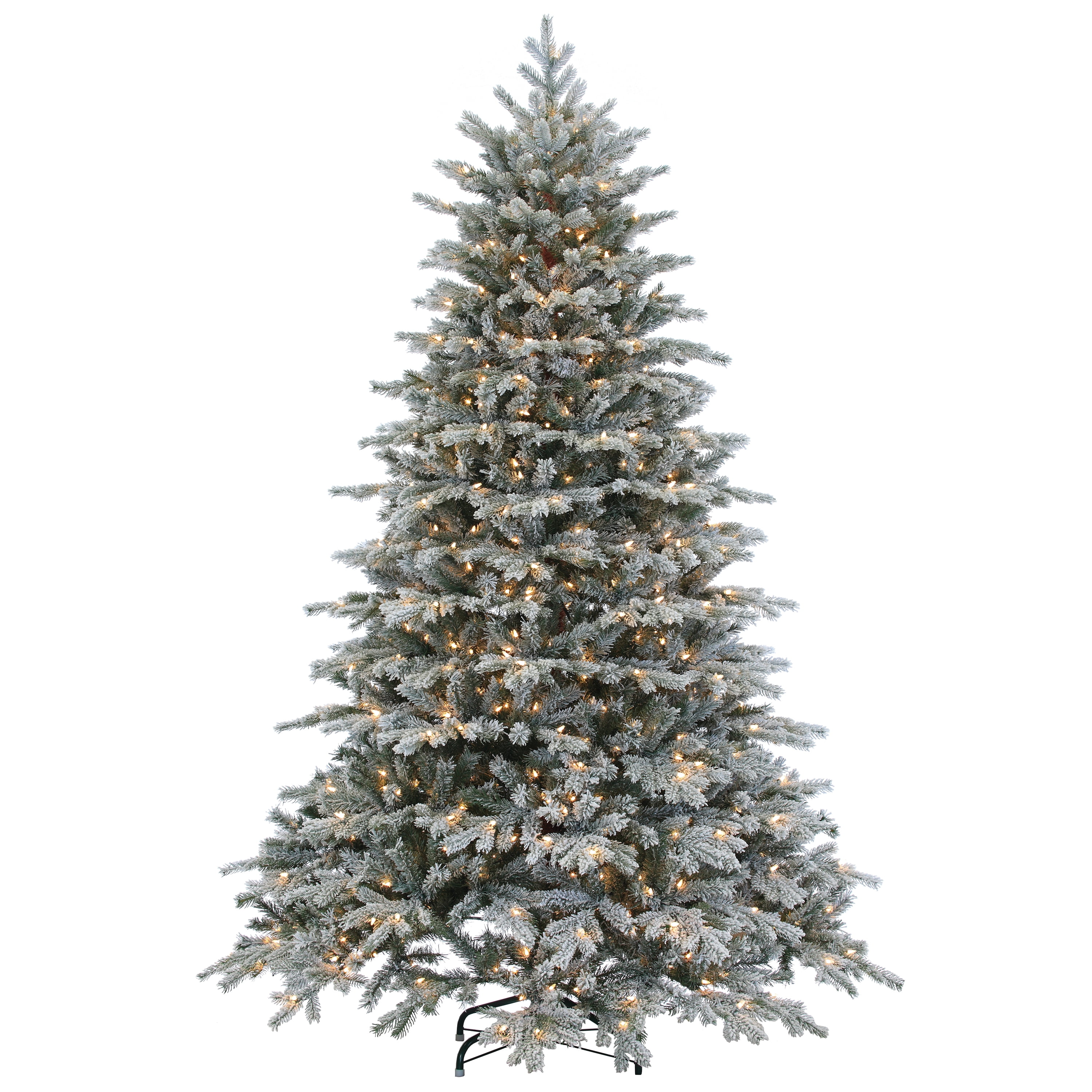 7.5 ft. Pre Lit Clear Natural Cut Flocked Spruce - Walmart.com