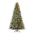 thumbnail image 1 of 7.5 ft Pre-Lit Frosted Berry Spruce PE/PVC Tree Sure-Lit Pole 500 Warm White LED Lights, 1 of 2