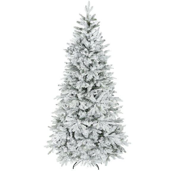 7.5 ft Pre-Lit Frosted Pine Christmas Tree with Realistic Branches, Full Hinged Artificial Spruce, Quick Setup