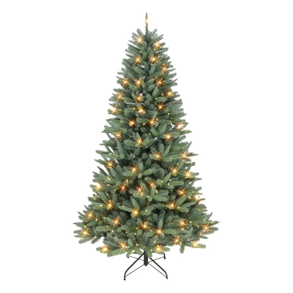 7.5 ft Pre-Lit Monterey Spruce Tree 1527 Tips 500 Warm White LED Lights Sure-Lit Pole