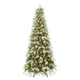 thumbnail image 1 of 7.5 ft Pre-Lit Slim Glittery Tree Pine Cones Berries 450 UL Clear Incandescent Lights, 1 of 3