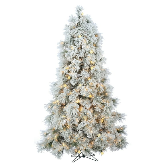 7.5 ft. Pre Lit Warm White LED Heavily Flocked Northern Pine