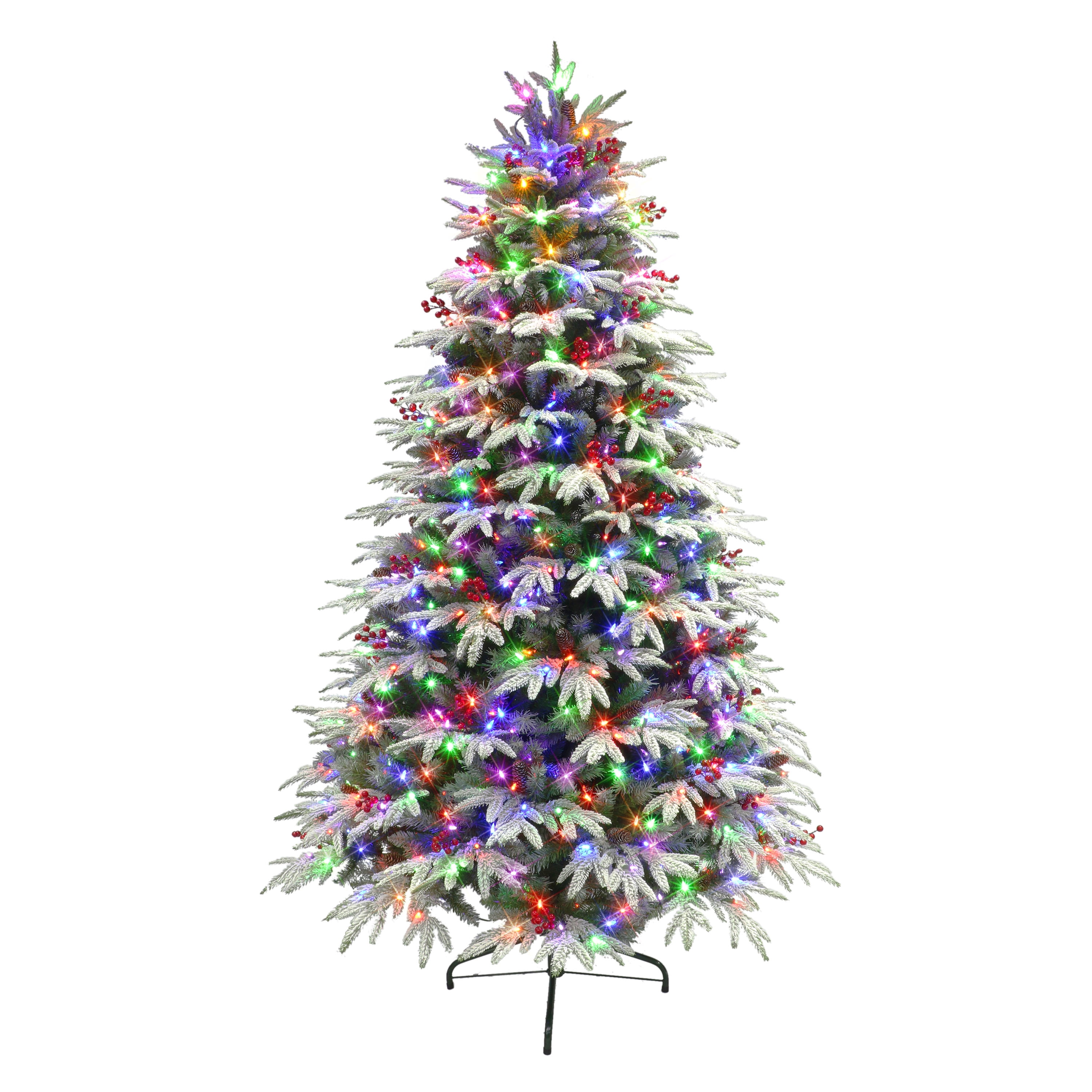 7 .5 ft Prelit Flock Halifax Fir Tree 2881 Tips 700 Color Select LED
