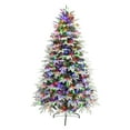 thumbnail image 1 of 7 .5 ft Pre-lit Flock Halifax Fir Tree 2881 Tips 700 Color Select LED Lights Foot Pedal, 1 of 5