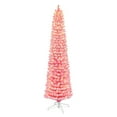 thumbnail image 1 of 7.5 ft Pre-lit Flocked Fashion Pink Pencil Tree 708 Tips 300 UL Clear Incandescent Lights, 1 of 3