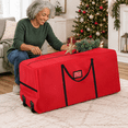 Service Box Handles 7.5 ft Red Christmas Tree Storage Box with Wheels and Reinforced ...
