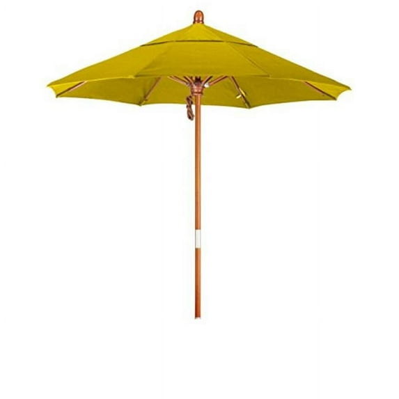7.5 ft. Round Hardwood Frame Market Umbrella - Stainless Steel Hardware & Push Open - Sunbrella Yellow