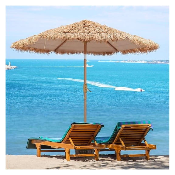 7.5 ft Tiki Patio Umbrella, Hula Thatched Umbrella, Straw Grass Umbrella, Pool, Patio, Beach