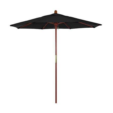7.5 ft. Wood Market Umbrella Pulley Open Marenti Wood-Olefin-Black