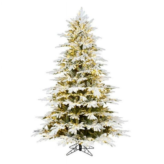 7.5 ft. x 62 in. Flock Kamas Fraser Christmas Tree with 3 mm 1500 Warm White LED Light