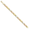 thumbnail image 1 of 7.5 in. 14K Tri-Tone Gold Stampato Heart-Shape XO Bracelet, 1 of 1