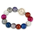 thumbnail image 1 of 7.5 in. Antique Silver Brass Bracelet with Synthetic Onyx, Multi Color, 1 of 1