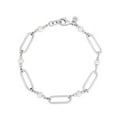 thumbnail image 1 of 7.5 in. Silver Rhodium Polished Paperclip Bracelet with 4.5 mm Round White Fresh Water Pearl, 1 of 1