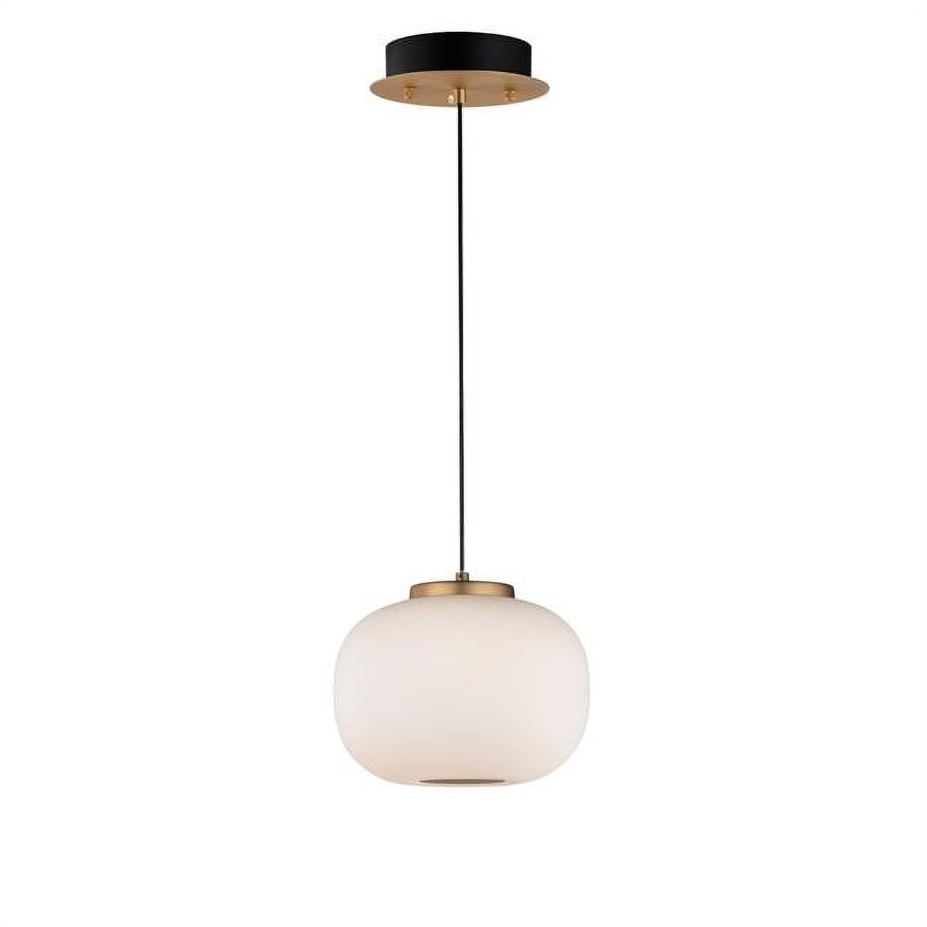 Soji 7.5" Black & Gold LED Glass Pendant Light
