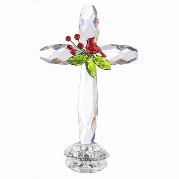 7.5 in. Standing Cross with Cardinal, Clear