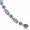 thumbnail image 1 of 7.5 in. Sterling Silver with 14K Yellow Gold Swiss Blue Topaz Bracelet - Polished & Antiqued, 1 of 1