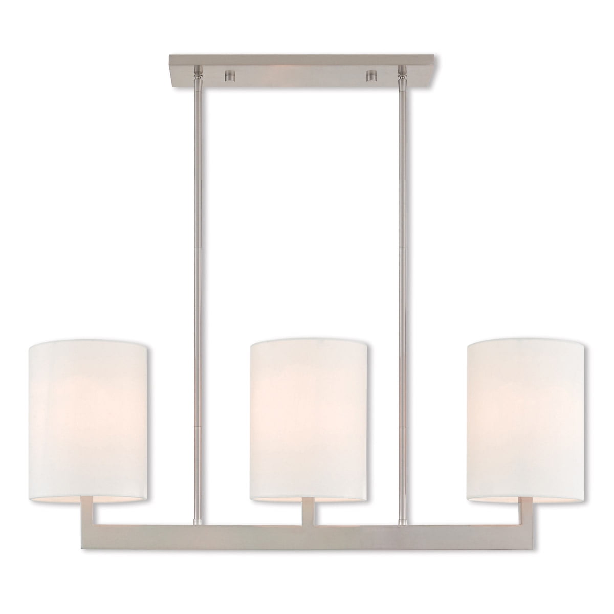 Brushed Nickel 3-Light Linear Chandelier with Fabric Shades