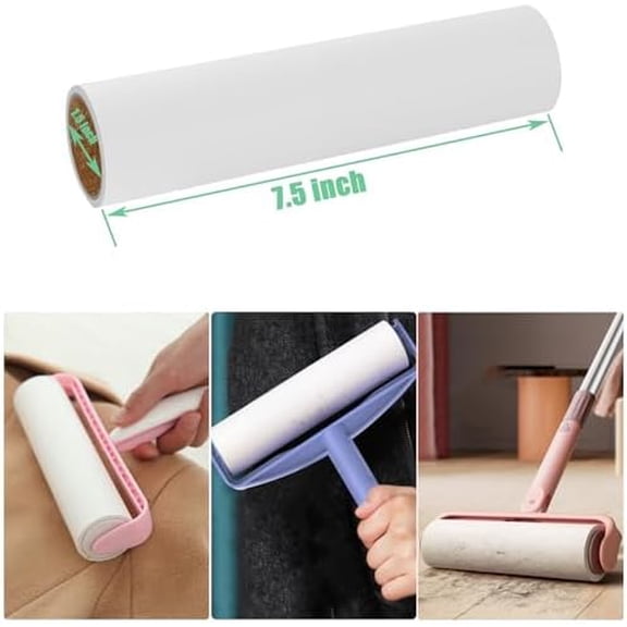 7.5 inch Lint Roller Refills Only, Pet Hair Remover Refills for Clothes Carpet Floor Couch, Extra Sticky Lint Brush Roller Refills, Pack of 5 Rolls, Total 300 Sheets (7.5'' Wide)