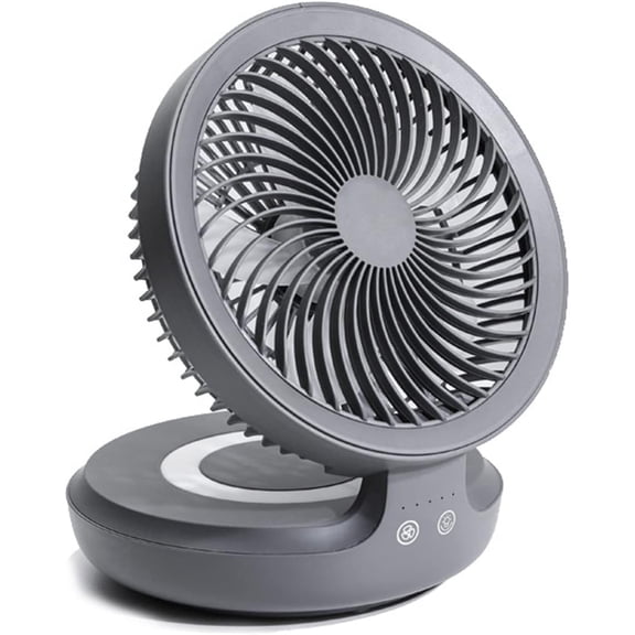 7.5-inch Portable Desktop Fan,4 Speed Settings Quiet Cordless Fans with LED Lights,Compact Folding Air Circulator Fan for Camping,Bedroom,Office,Travel (Color : Gray)